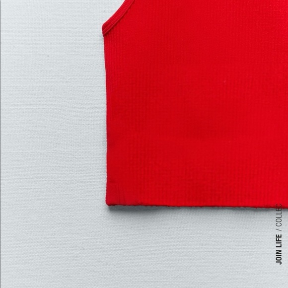 Zara Red Seamless Mock Neck Tank Top - Picture 2 of 3